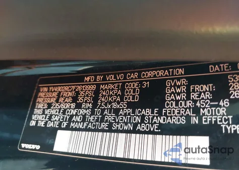 2015 Volvo Xc60 T6 Premier Plus from USA, damaged, VIN YV4902RC7F2613999